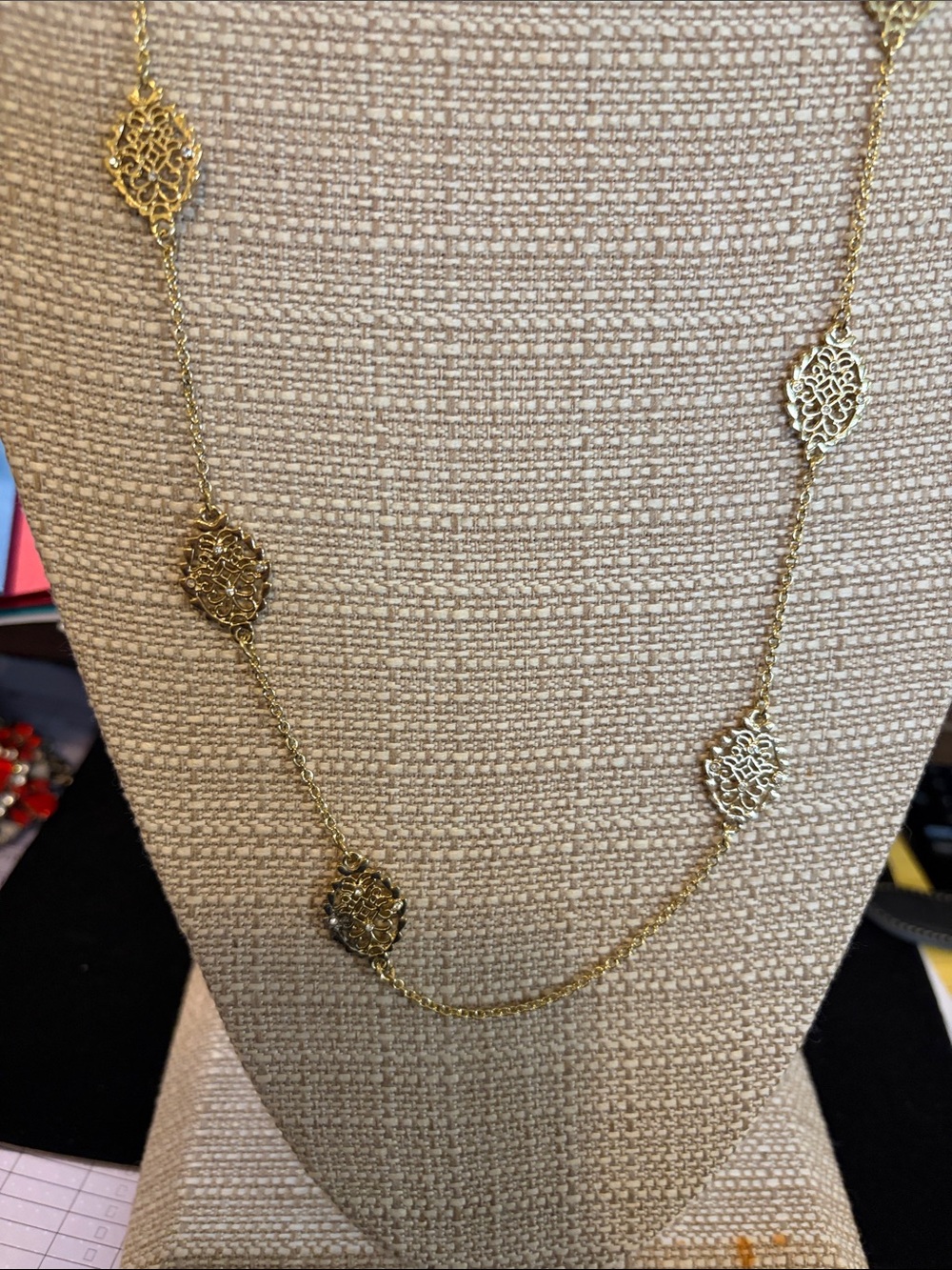 Ann Taylor Gold Filigree Station Necklace